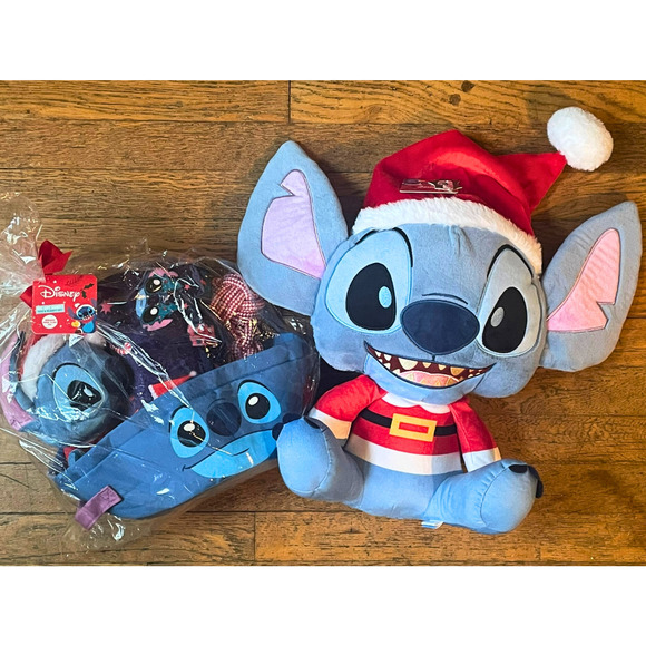 Disney Other - Stitch Disney Dog Toy Gift Set 2 Squeaky Plush 18"H & 8"H Blanket & Basket New